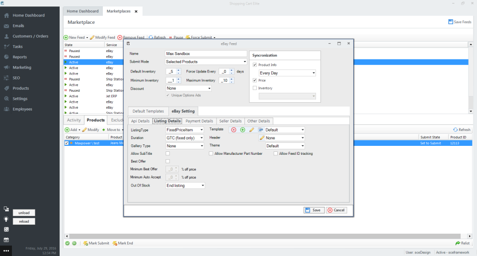 screenshot of Shopping Cart Elite